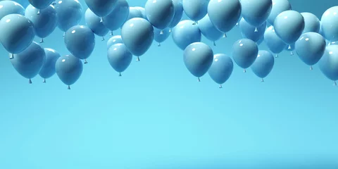 Fotobehang Floating balloons - Celebration and Party theme - 3D render © Tierney