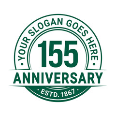 155 years anniversary logo design template. 155th anniversary celebrating logotype. Vector and illustration. 