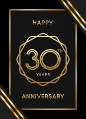 30 Years Anniversary logotype. Anniversary celebration template design with golden ring for booklet, leaflet, magazine, brochure poster, banner, web, invitation or greeting card. Vector illustrations