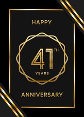 41 Years Anniversary logotype. Anniversary celebration template design with golden ring for booklet, leaflet, magazine, brochure poster, banner, web, invitation or greeting card. Vector illustrations