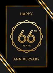 66 Years Anniversary logotype. Anniversary celebration template design with golden ring for booklet, leaflet, magazine, brochure poster, banner, web, invitation or greeting card. Vector illustrations