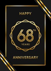 68 Years Anniversary logotype. Anniversary celebration template design with golden ring for booklet, leaflet, magazine, brochure poster, banner, web, invitation or greeting card. Vector illustrations