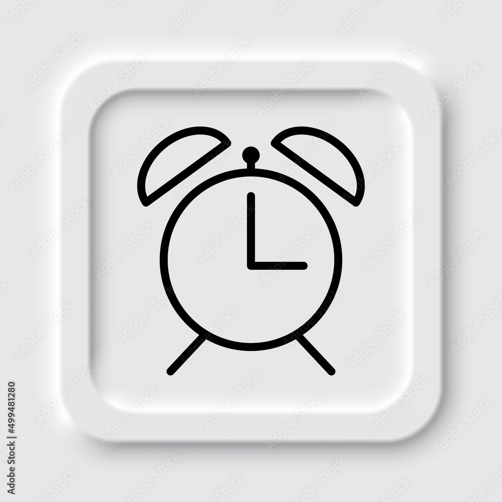 Poster alarm clock simple icon vector. flat design. neumorphism design.ai