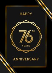 76 Years Anniversary logotype. Anniversary celebration template design with golden ring for booklet, leaflet, magazine, brochure poster, banner, web, invitation or greeting card. Vector illustrations