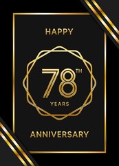 78 Years Anniversary logotype. Anniversary celebration template design with golden ring for booklet, leaflet, magazine, brochure poster, banner, web, invitation or greeting card. Vector illustrations