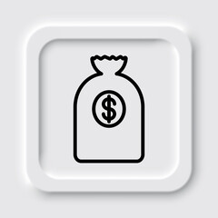 Bank bag simple icon vector. Flat design. Neumorphism design.ai