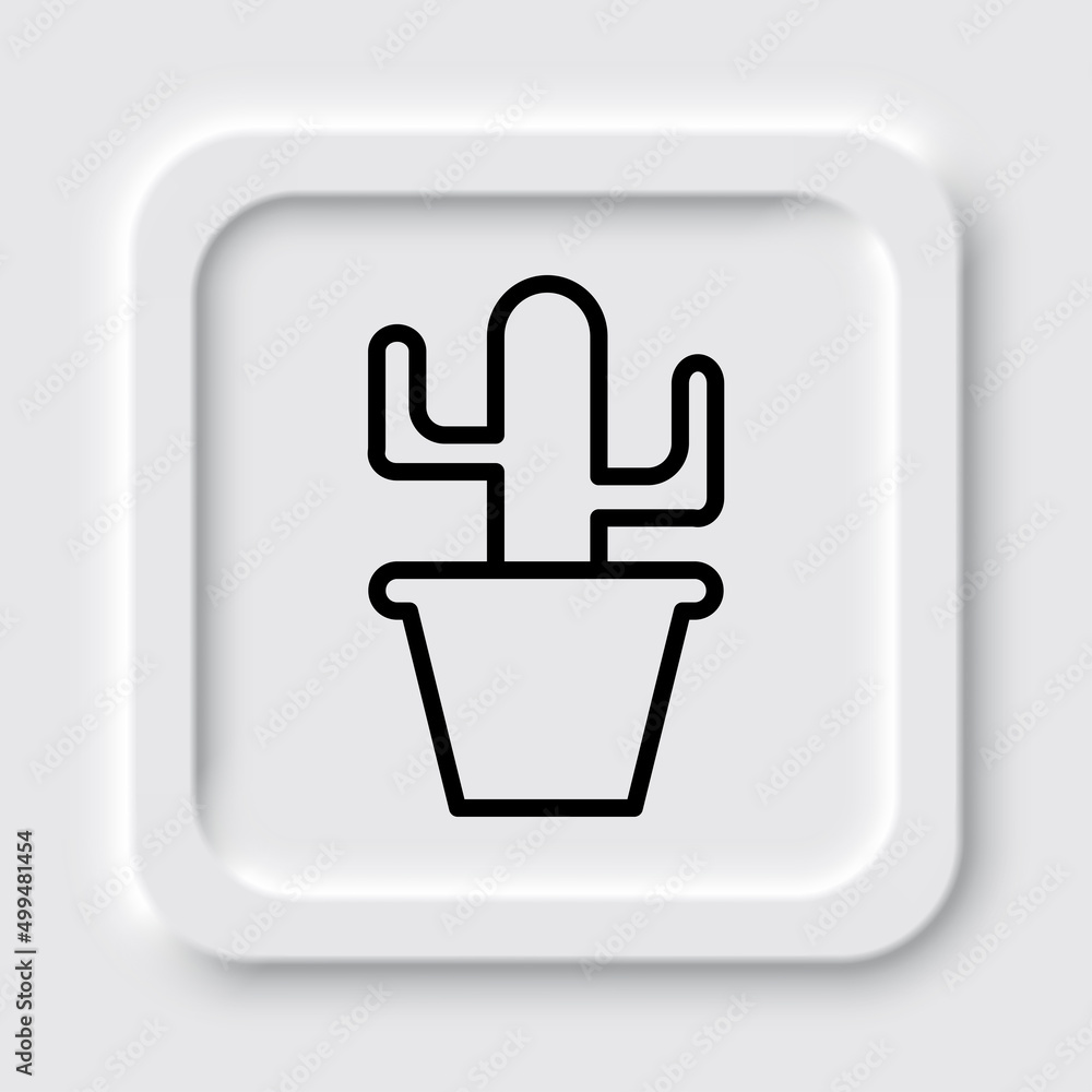 Poster cactus colour simple icon vector. flat design. neumorphism design.ai
