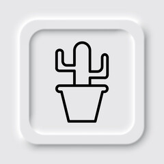 Cactus colour simple icon vector. Flat design. Neumorphism design.ai