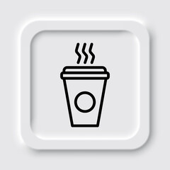 Coffee cup simple icon vector. Flat design. Neumorphism design.ai