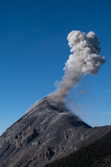 Fuego Volcano in Guatemala erupting during the day. View from Acatenango.