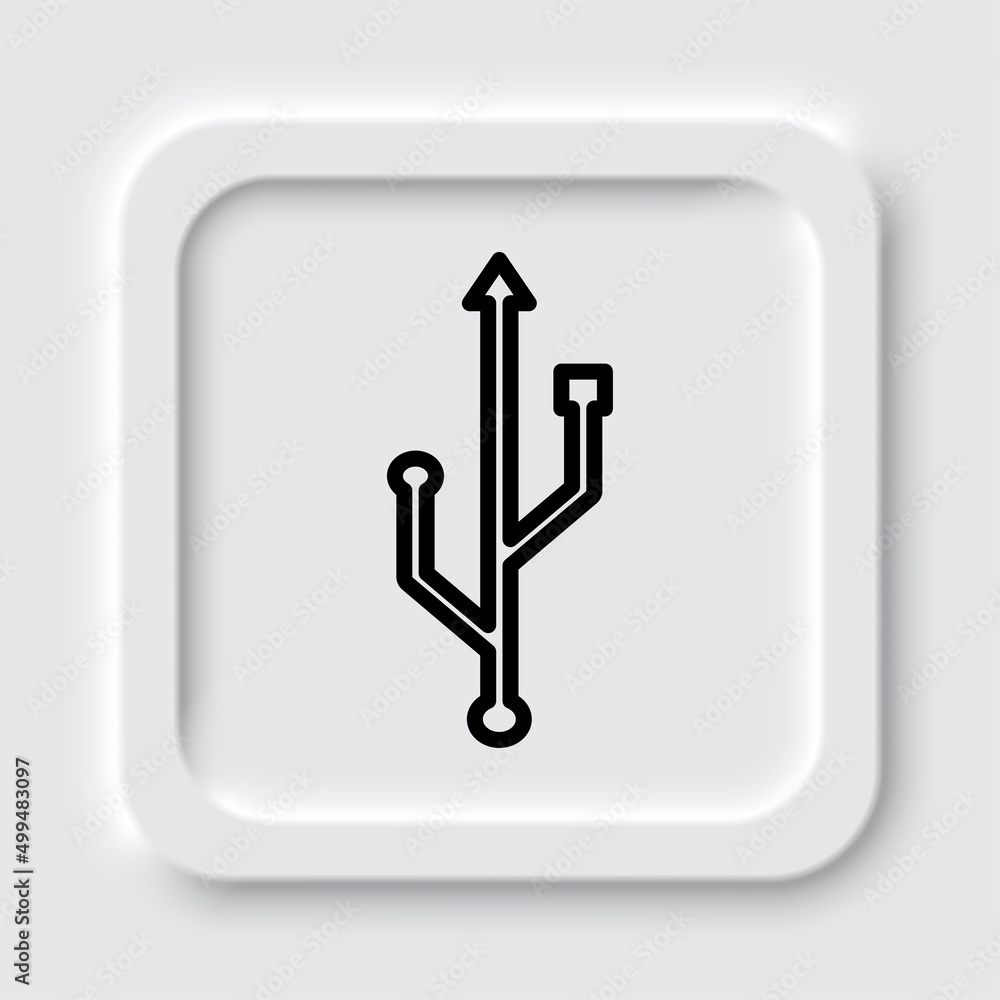 Poster usb simple icon vector. flat design. neumorphism design.ai