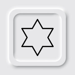Shield of David simple icon vector. Flat design. Neumorphism design.ai