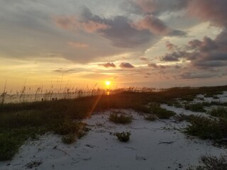 sunset over the beach