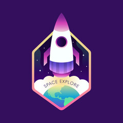 Space explore with earth and a rocket