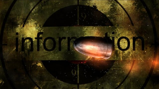 Bullet in slow motion against information target