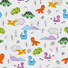 Stitched, Colorful and cute Dinosaurs