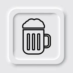 Beer simple icon vector. Flat design. Neumorphism design.ai