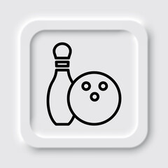Bowling simple icon vector. Flat design. Neumorphism design.ai