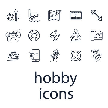 Hobby Icons Set . Hobby Pack Symbol Vector Elements For Infographic Web