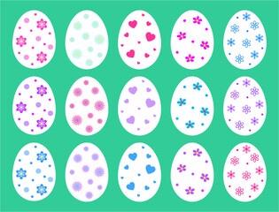 Colorful easter eggs. Color vector illustration in flat style. Isolated