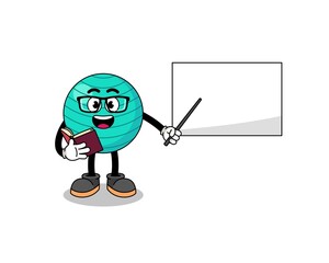 Mascot cartoon of exercise ball teacher