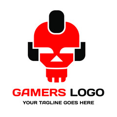 Gamers robotic skull logo design