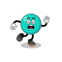 slipping exercise ball mascot illustration