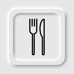 Restaurant, fork knife simple icon. Flat design. Neumorphism design.ai