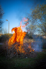  bonfire burns with big blazing flames © karegg