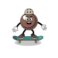 tapioca pearl mascot playing a skateboard