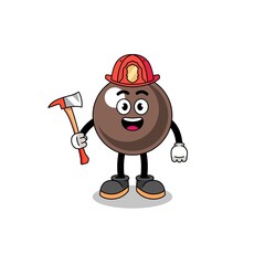 Cartoon mascot of tapioca pearl firefighter