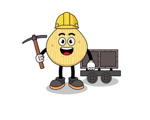 Mascot Illustration of potato chip miner