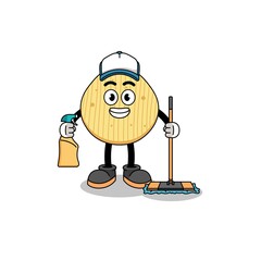 Character mascot of potato chip as a cleaning services