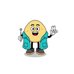 Illustration of potato chip mascot as a dentist