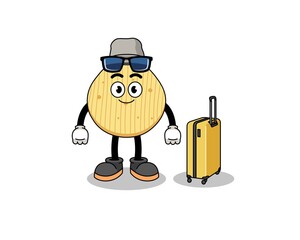 potato chip mascot doing vacation