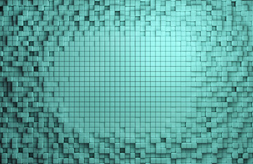 3D rendering dynamic cubes abstract background with space for text, business, science, technology concept illustration.