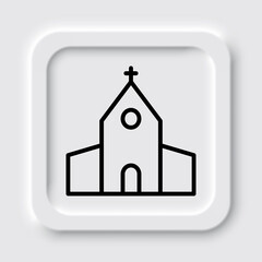 Church simple icon. Flat design. Neumorphism design.ai