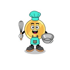 Illustration of euro coin as a bakery chef