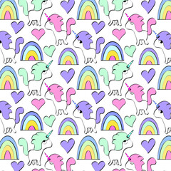 Unicorn Rainbow Hearts Pattern