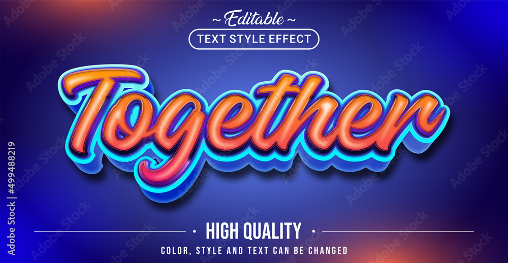 Poster Editable text style effect - Together text style theme.