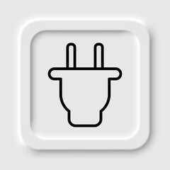 Plug simple icon. Flat design. Neumorphism design.ai