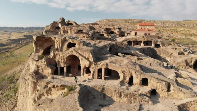 Aerial view of the Uplistsikhe cave town near Gori city in Georgia