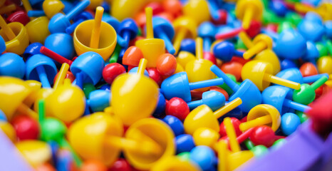 Close-up, childrens color mosaic for creating images. Educational toys for kids.
