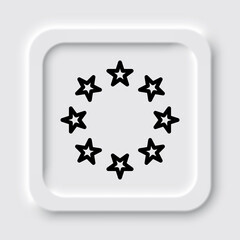 Round star simple icon. Flat design. Neumorphism design.ai