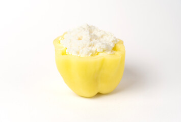 Yellow paprika with cheese cottage