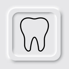 Tooth simple icon. Flat design. Neumorphism design.ai