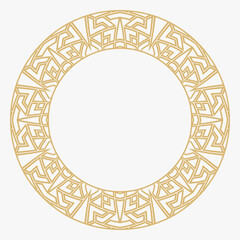 Circular decorative gold frame.