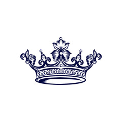 royal crown vector, Vintage art crown on blue color vector design with white background template