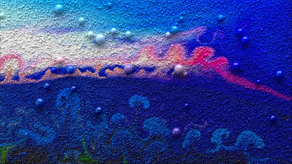 Abstract Acrylic Fluid Art. Beautiful background of small multicolored particles. 3d rendering image.