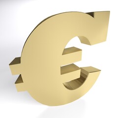 Euro currency brass sign isolated on white background - 3D rendering illustration
